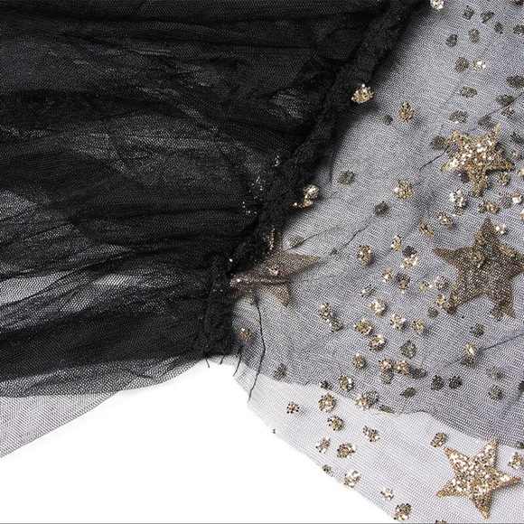 Black Sheer Star Tulle The Lunan Glam Tunic Top - Picture 11 of 13